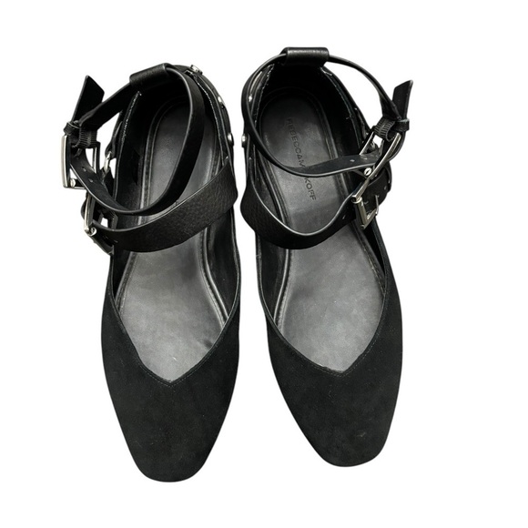 Rebecca Minkoff Vivica Harness Buckle Ballet Flats Black Suede 7.5 - Picture 4 of 10